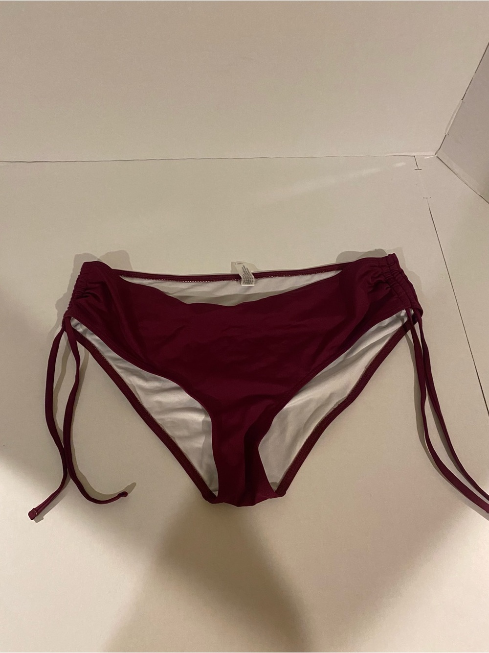 Women’s Burgundy Ruched-Side Bikini Bottoms